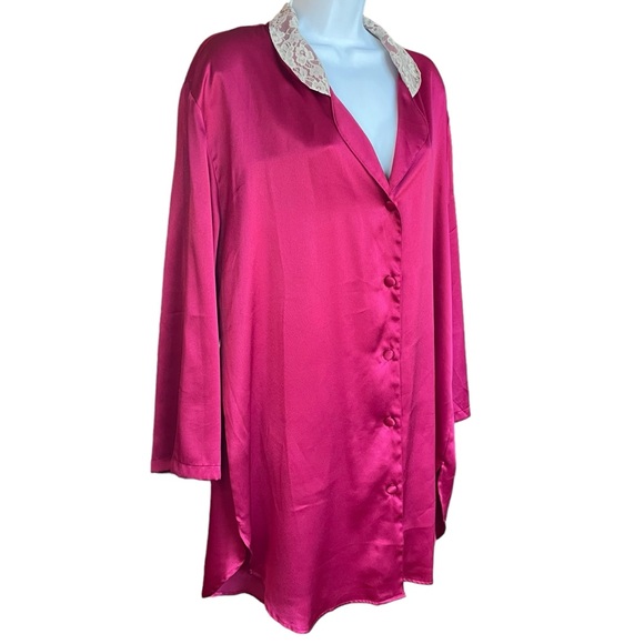 Vintage Victoria's Secret Gold Label Lace Colored Burgundy Shirt Nightgown M/L - Picture 3 of 11